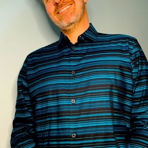 Alfani men’s deep turquoise and black dress shirt.
